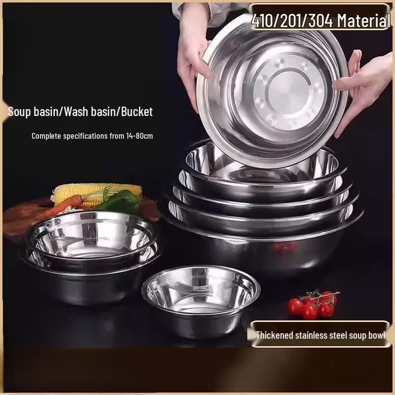 DeYouJin Food Grade 304 Stainless Steel Thickened Kitchen Basins (10-Pack) 14cm
