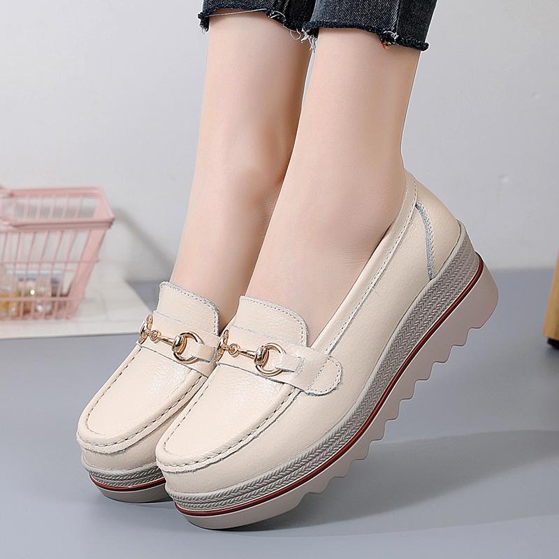 Spaltleder Damen Freizeitschuhe Designer Flache Plateau Slipper für Damen Keilabsatz Sneaker Slip-on Damen Mokassins