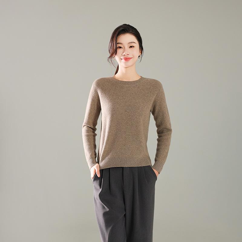 2024 Autumn/Winter Women's Wool Knit Long Sleeve Round Neck Sweater Pullover