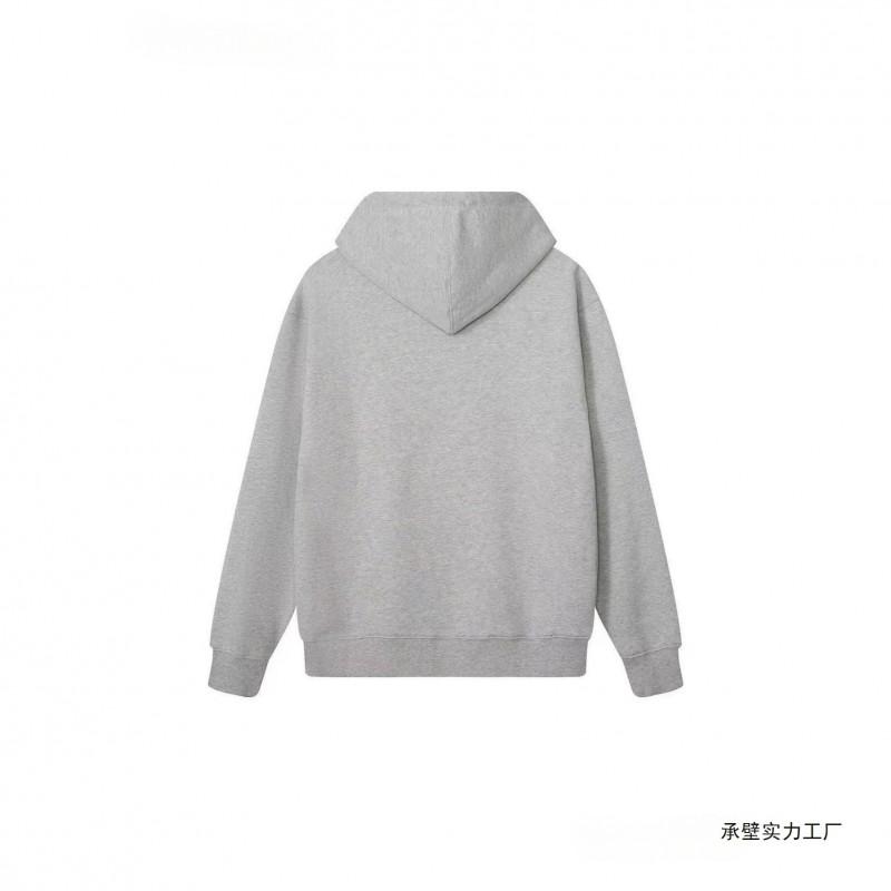 Britischer Stil Kapuzen-Reißverschluss-Sweatshirtjacke Bestickt Lockere Passform Herren Damen