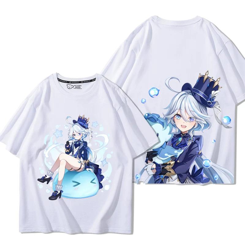 Popolari T-shirt da Uomo Genshin Impact Furina Stampa 3D Manica Corta Magliette Moda Uomo Donna Girocollo Top Abbigliamento Estivo