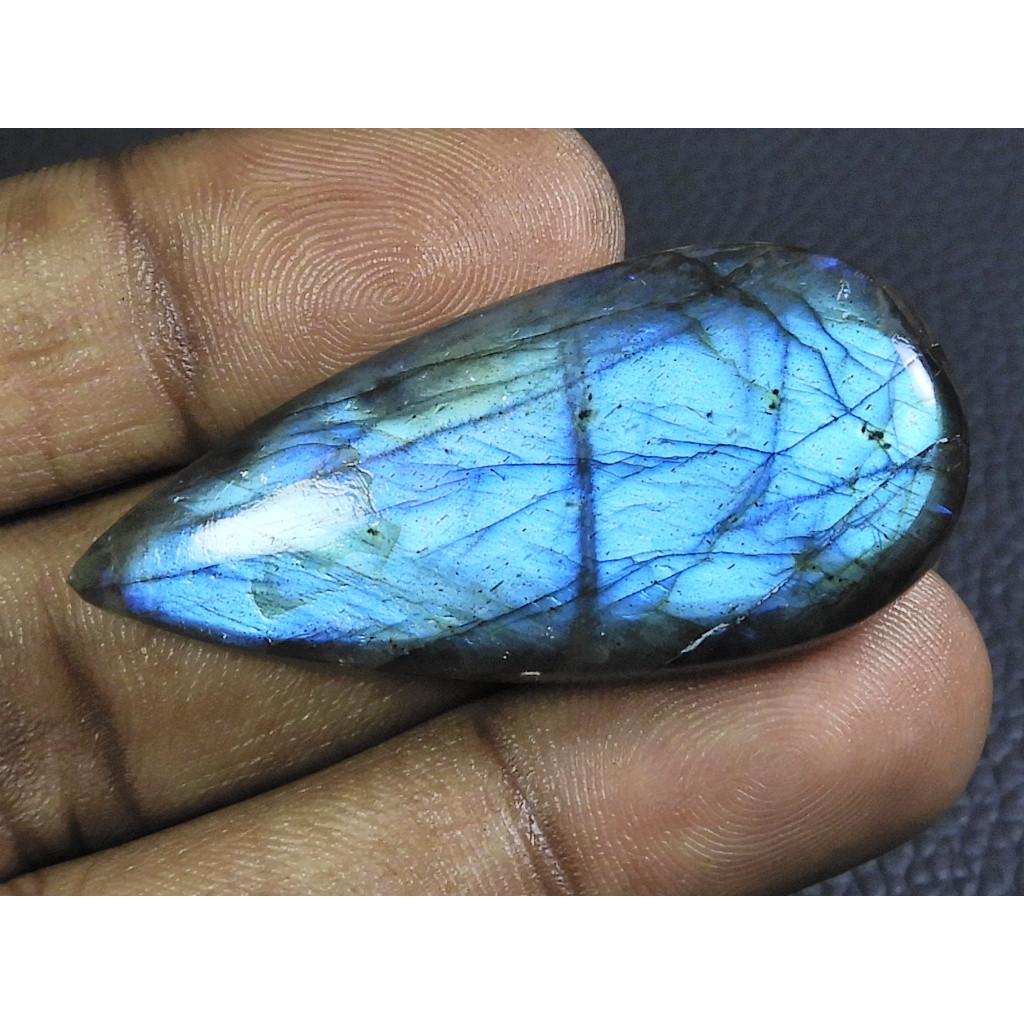 67Cts. Natural Labradorite Blue Fire Pear Cabochon Loose Gemstone 22X48X12MM B-24