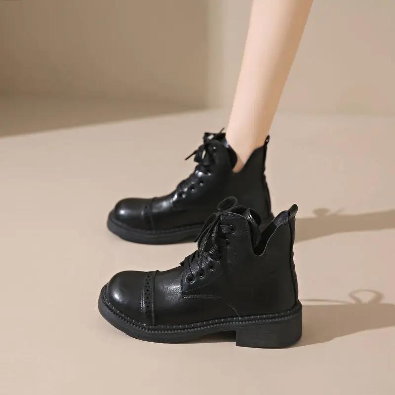 Fashion Plain Female Short Shoes Lightweight Elegant With Medium Heels Booties Footwear Boot Trend 2025 Autumn Hot Women's Ankle Boots