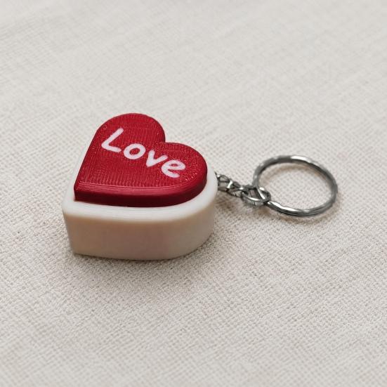 3D-gedruckter LOVE Herz Fidget Clicker Schlüsselanhänger, Stressabbau Druckknopf Spielzeug, Tragbares Schreibtisch-Gadget, Süßes Geschenk für Paare & Beste Freunde