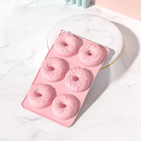 6-Cavities Silicone Donut Mold Easy Release Food Grade DIY Round Doughnut Cake Chocolate Baking Mold Kitchen Supplies