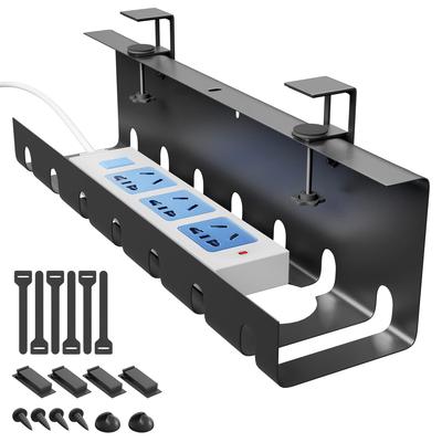 Souyuukai Cable No Drilling Cable Tray for Under Cable Cable Cable Outlet Cable Wire Cable Cable Under Desk Cord 43cm 1 Tray, Black, Required, Desk,
