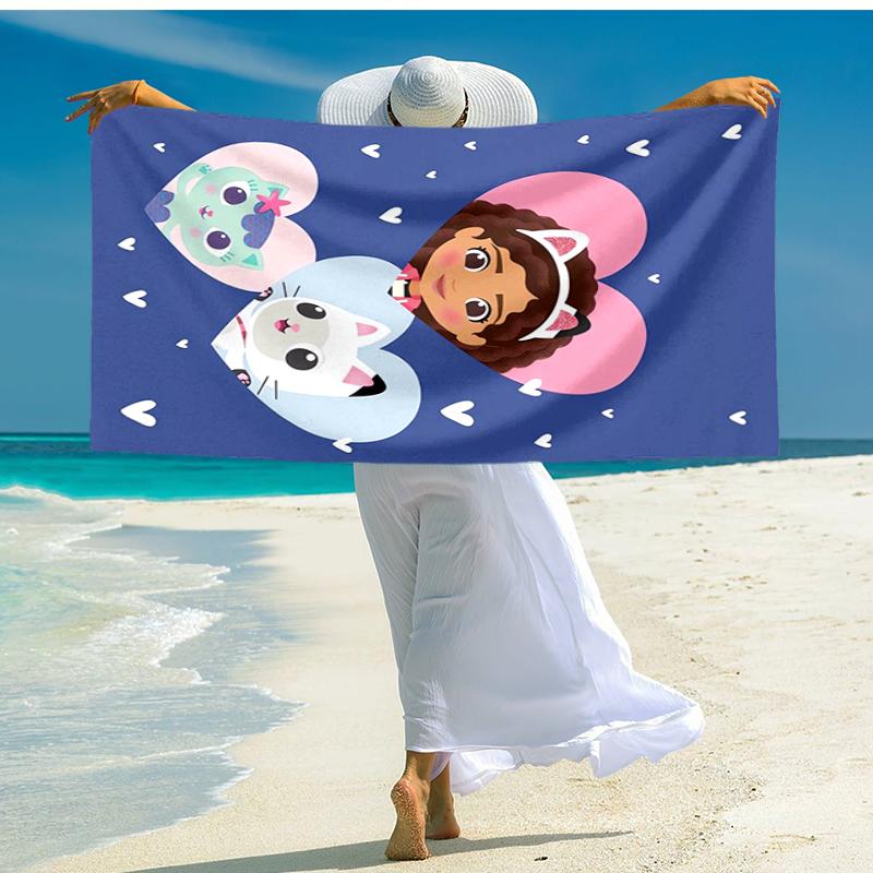 Ultra-Soft Beach Towel with Gabby's Dollhouse Theme,Ideal for Pool - Camping, Diving - Perfect Travel Essential, Vibrant Beach Towel.