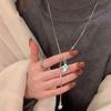 Simple Silver Star Pendant Can Pull Necklace Women's Light Luxury High-end Temperament Sweater Chain Sweet and Cool Neck Chain Accessories