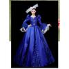 Vintage European Court Gown Women Embroidery Lace Flare Sleeve Victorian Dress with Hat for Party Cosplay
