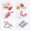 Gold, Red, and Silver Glitter Artificial Berry String for Christmas Tree & Wreath Decorations - 12 Heads