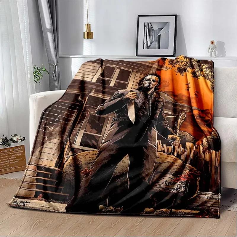 Horror movie character M-Michael Myers Halloween Home Bed Blanket Comfortable Portable Bedroom Sofa Picnic Blanket Gift
