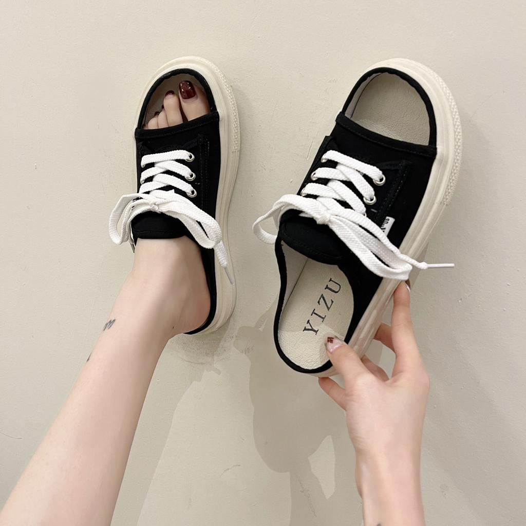 New Fashion Women's Sandals with Soft Bottom Lace-up Plaid Casual Women's Slippers