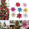 Lebhafte 10x Weihnachts Große Poinsettia Glitzer Blumendekorationen für festliche Stimmung