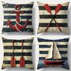 Red Anchor On Striped Background PillowcaseSuitable for Sofa Car Bedroom Decorative Cushion Cover Pillow Cover