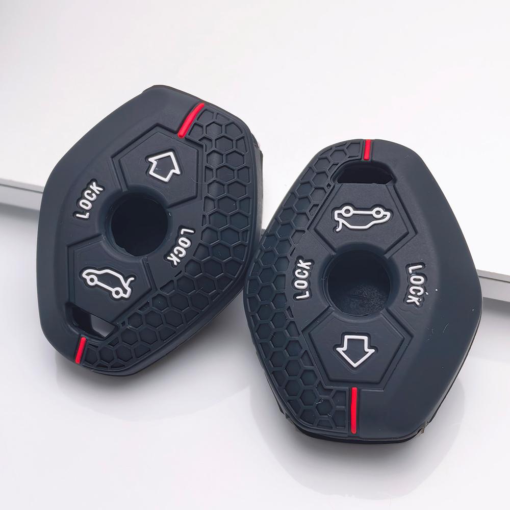 Key Fob Cover for BMW E46 Silicone Stand Key Cover Car Key Case Accessory Shell 7 Series 3 Button Smart Key Fob Car Key Accessories X3 Z3 Z4