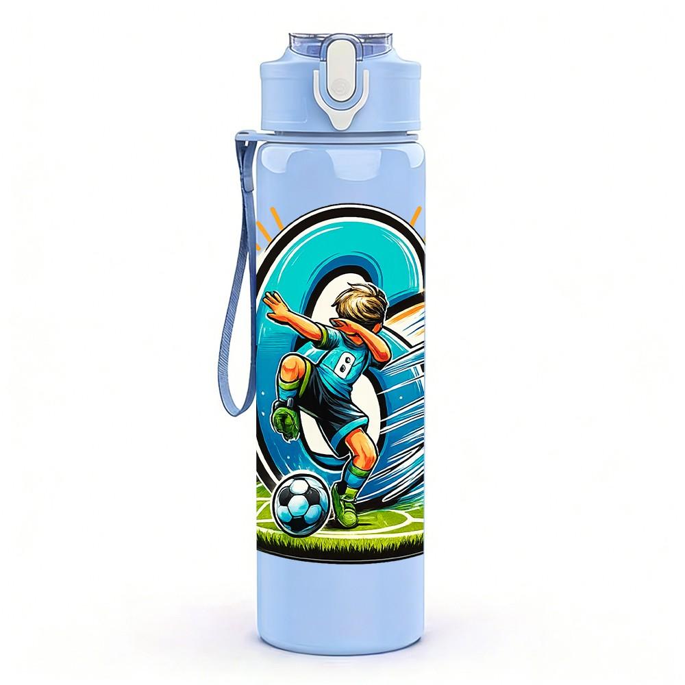 1PC Surfer Boy Sport Cartoon Print 750ml Color Plastic Sports Water Bottle Leakproof Flip Straw Lid Suitable for Sports Office Home Use
