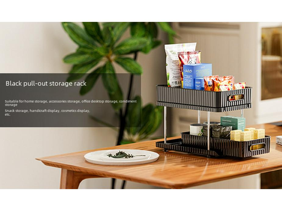 Double-Layer Pull-Out Cosmetic & Kitchen Storage Rack with Transparent Drawers