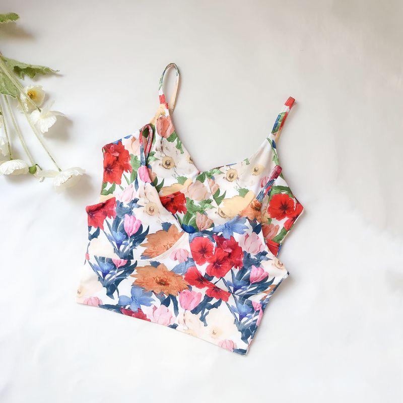 With Chest Pad Export New Yoga Vest Female Elastic Quick-Drying Printing Sports Indoor Fitness Dance Training Sling Tops