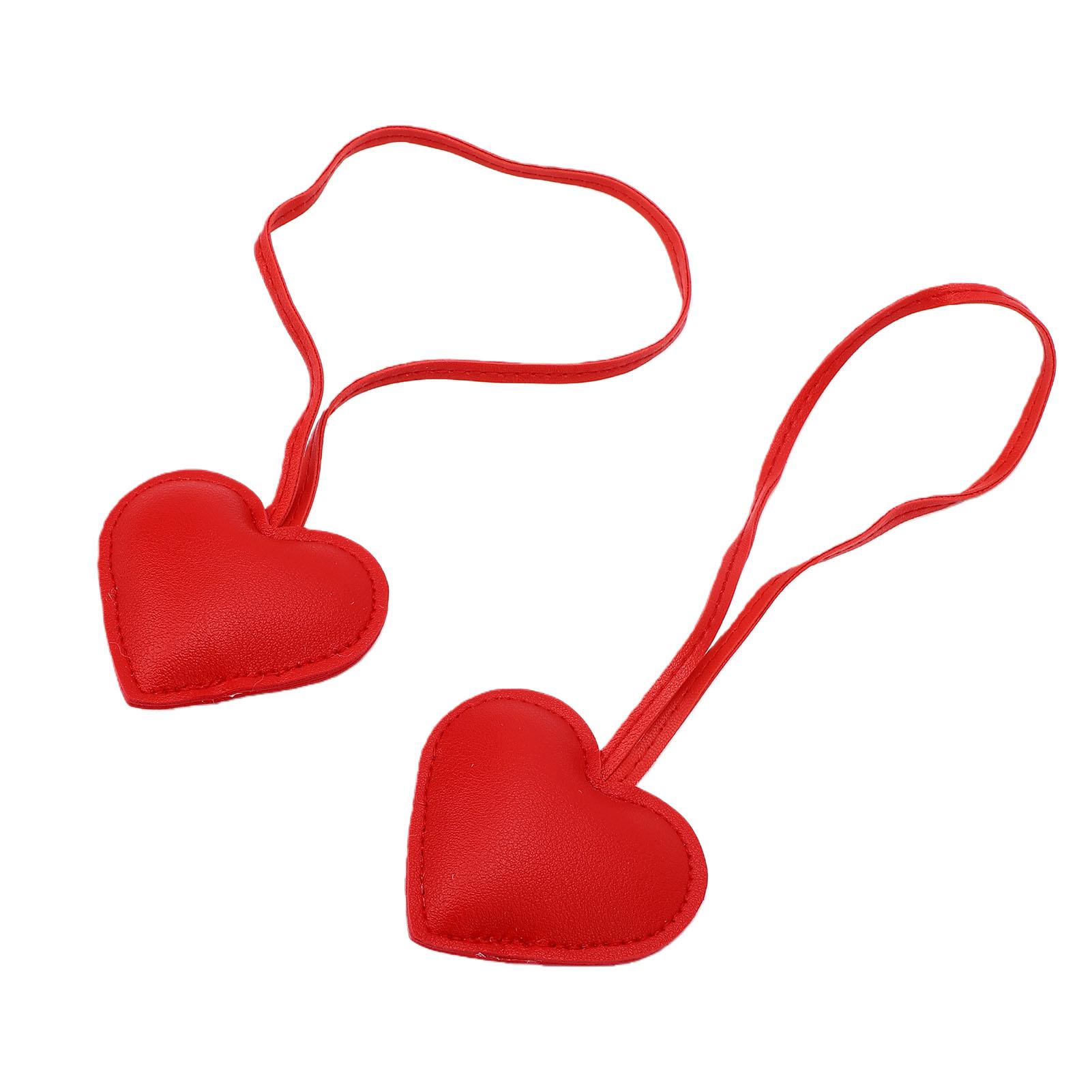

2PCS Leather Heart Bag Charms Stylish Cute Key Chain Charm Accessories for Purse Backpack Decor Red 2 Piece Set красный