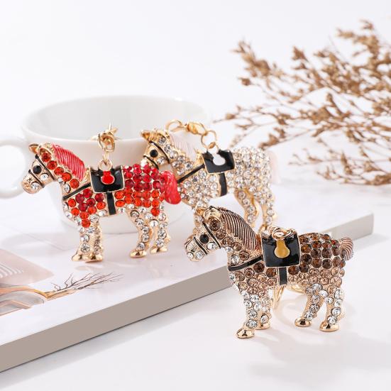 Rhinestone Horse Keychain Sparkling Animal Charm Key Chain Zinc Alloy Key Ring Pendant Handbags Wallet Accessories