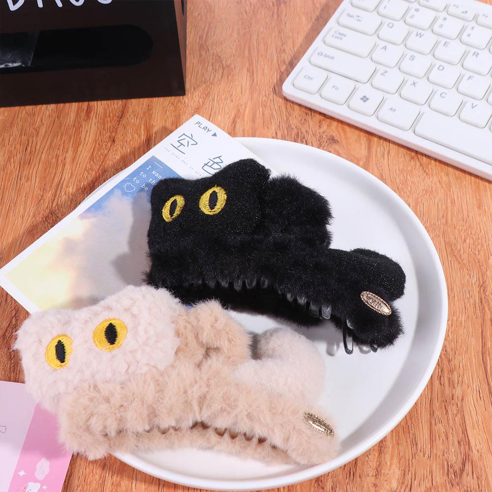 

Cute Cat Hair Clip kitten Cute Hairpin Personalized Plush Hair Claw Female чорний