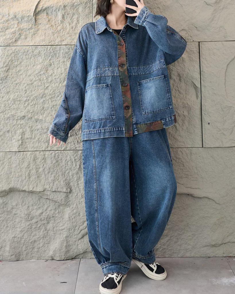 Women's Plus Size Versatile Long Sleeve Denim Jacket - Spring Collection
