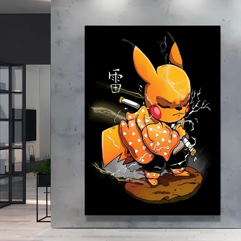 Japanese Anime Canvas Paintings  Pikachu Poster Cartoon Character Picture Bright and Clear Colors High Quality Home Decor