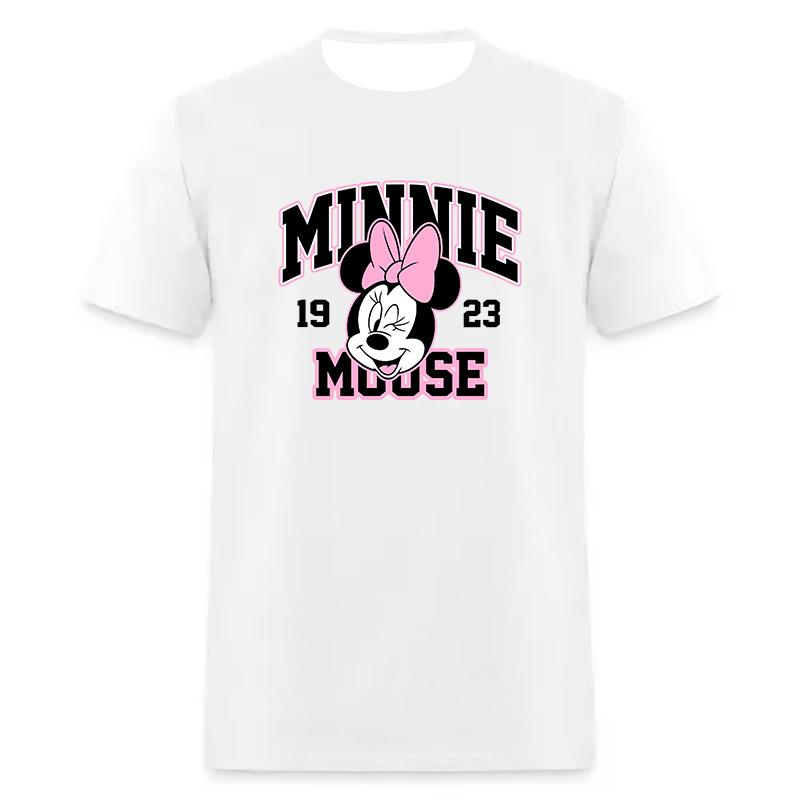 White Short Sleeves T-Shirt For Women Men Disney Mickey Minnie Cotton New In Tops & Tee Fashion Clothing Daily Casual Streetwear