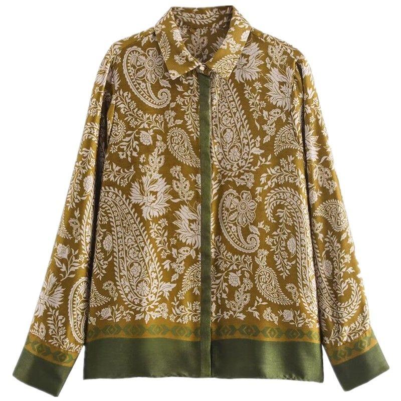 

Fashion Style 2024 Autumn New Women s Clothing Stylish Easiest for Match Silk Satin Texture Print Tops 8956192 Shirt L