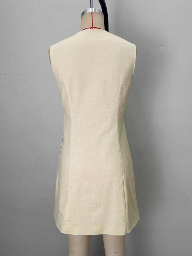 European & American Women's Sleeveless Button-Up Elegant Mini Skirt - Summer Slim Fit Socialite Style