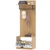 5-in-1 Entryway Coat Rack with Fold-Down Shoe Bench, Shelf and 4 Hooks, 60x30x170cm, Oak