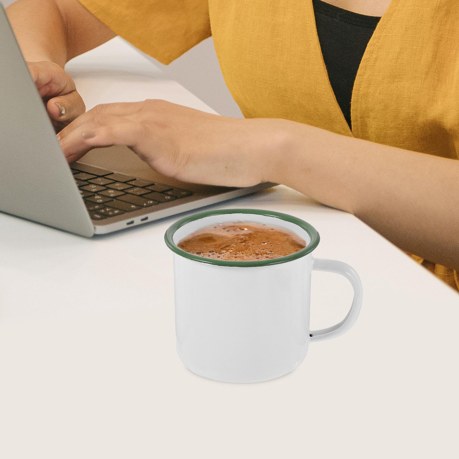 

Enamel Tea Cup Vintage Style Multi Purpose Drinkware for Home Cafe Restaurant Travel Enamel Mug Enamelware other