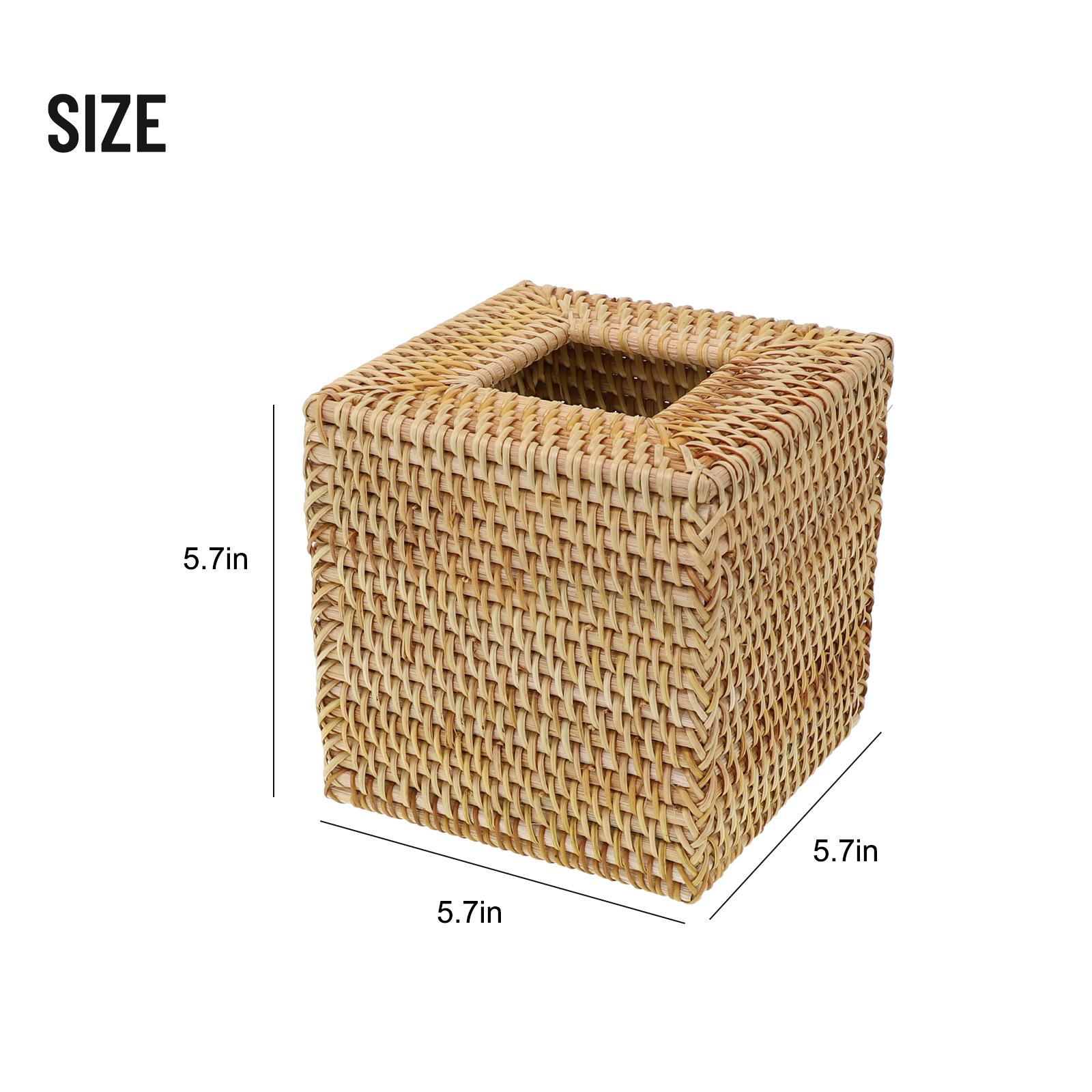 

Квадратная крышка для коробки для салфеток из ротанга, плетеный держатель для салфеток ручной работы 57x57x57 для дома, гостиной, офиса, ванной комнаты