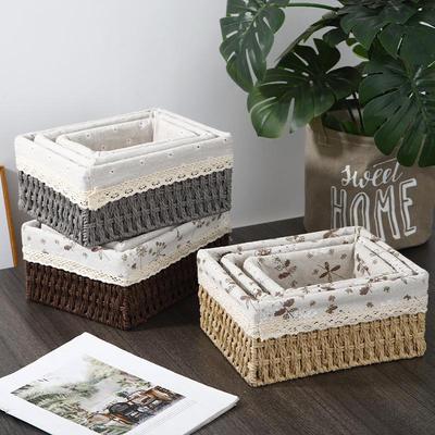 Rattan Woven Storage Basket for Cosmetics, Keys, Snacks, and Coffee Table Clutter - Ideal for Living Room and Entryway.