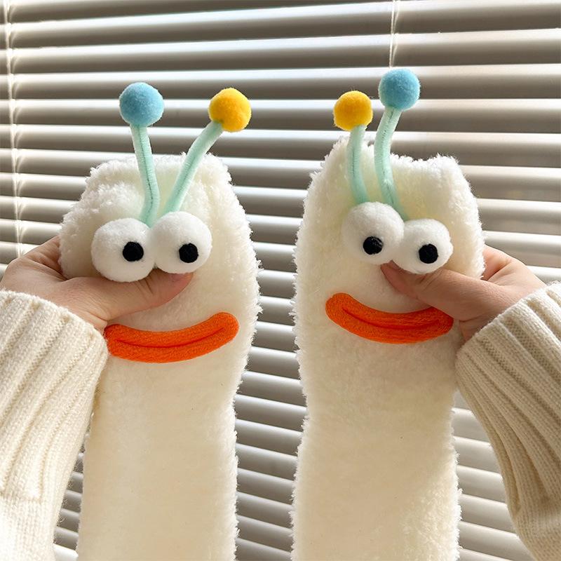 Raupen Plüsch Bodensocken, Lustige Tier Kniehohe Haussocken, Ultraweich für Damen Herren Jugendliche, Gemütliches Unisex Geschenk Weihnachtsstrumpf