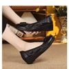 Shallow Wedge Heel Single Shoes Women's 2025 New Autumn Wedge Heel Black Soft Sole Soft Leather One Pedal Middle-aged Mother Leather Shoes