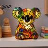 Cozy Warm Light for Reading Vintage Stained Glass Style Desk Lamp Cute Animal Night Light Decorative Room Ambient Lighting Lamp Bedroom Bedside Kids