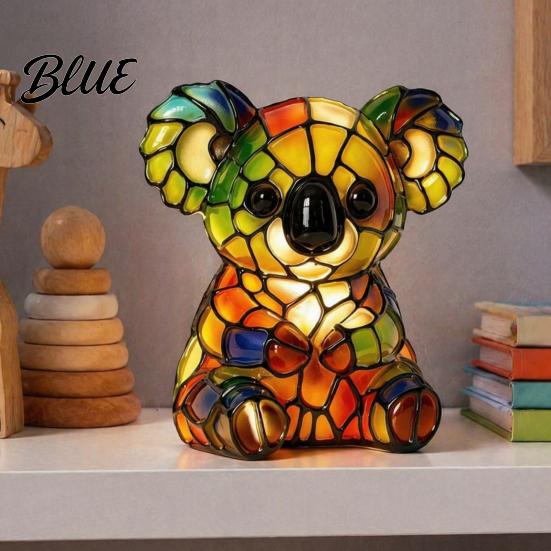 Cozy Warm Light for Reading Vintage Stained Glass Style Desk Lamp Cute Animal Night Light Decorative Room Ambient Lighting Lamp Bedroom Bedside Kids