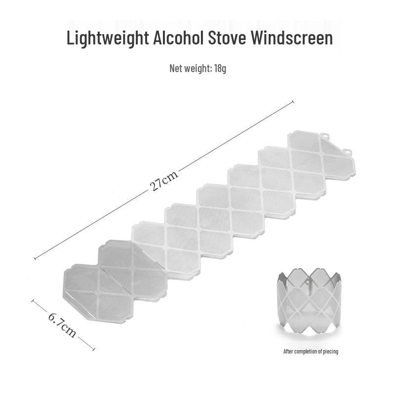 ISE MOUNT Ultra-Light Stainless Steel Outdoor Alcohol Stove Windshield & Mesh Lampshade.