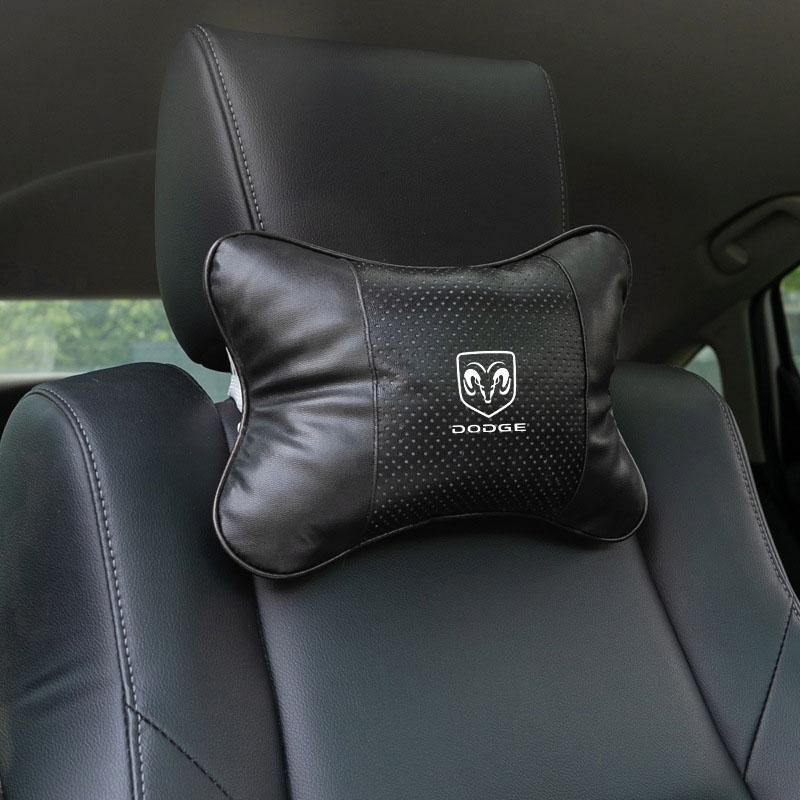 1/2Pcs Leather Car Interior Seat Headrest Neck Pillow Car Accessories for Dodge Caliber Ram 1500 Caravan Charger Grand Caravan Journey Coolway Durango