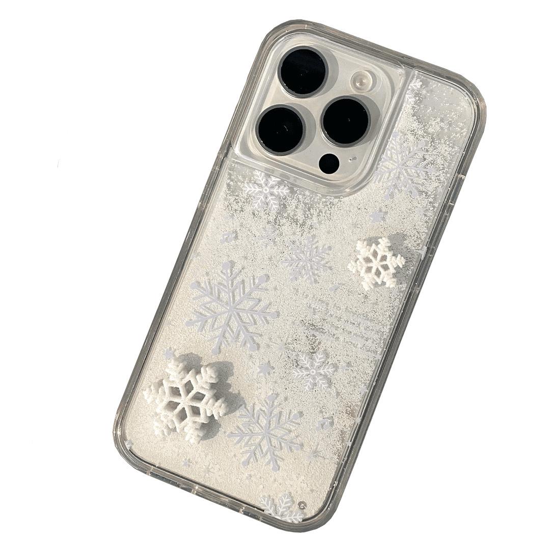 

Glitter Snowflakes Cartoon Phone Case for Apple 16 Pro Max, 15 Pro, 14 Plus, 12 Pro Transparent iPhone 16 Pro