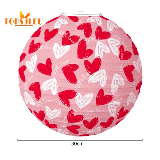 1 ud./6 uds. Linterna del Día de San Valentín, patrón de corazón, colgante de linterna de papel colgante, decoración interior y exterior