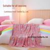 Pink Sparkly Glow-in-the-Dark Double Flannel Blanket – Shimmering Rainbow Cloud Design