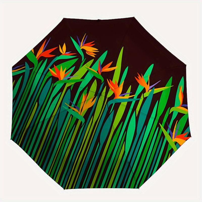 

1pc Birds of Paradise Flowers Automatic Open/close Folding Compact Umbrella, 8-Rib Sturdy Canopy, Lightweight Portable, Everyday Use, Gift, Outdoor Um