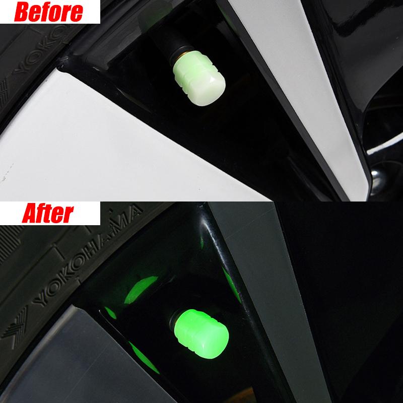 1-16 ks Světelné krytky ventilků pneumatik pro automobily Fluorescenční noční svítící kryt ventilku Zelený prachotěsný kryt ventilku pneumatiky Autopříslušenství