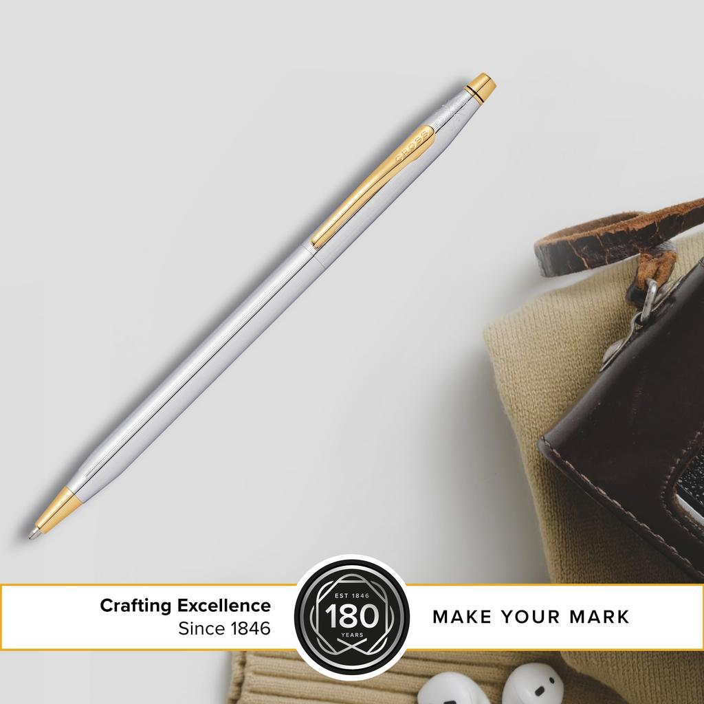 Cross Classic Century Medalist Silver Premium Gift Boxed Ballpoint Pen, Medium Nib. A perfect gift for Father's Day, promotions, or other special occa
