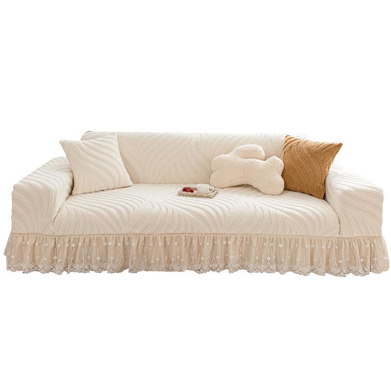 Lace Skirt Sofa Cover Thickened Plush Full Cover for Warmth in Autumn and Winter  All Purpose Set  Anti Cat Scratch Cover Cloth  Anti Slip Cover
