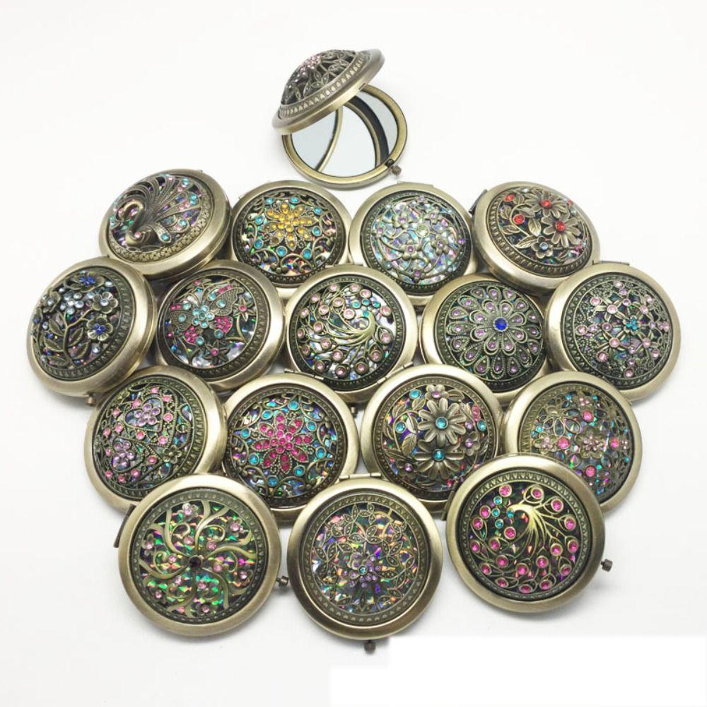 Double-sided Folding Pocket Mirror Folding Round Makeup Mirror  Home Decor