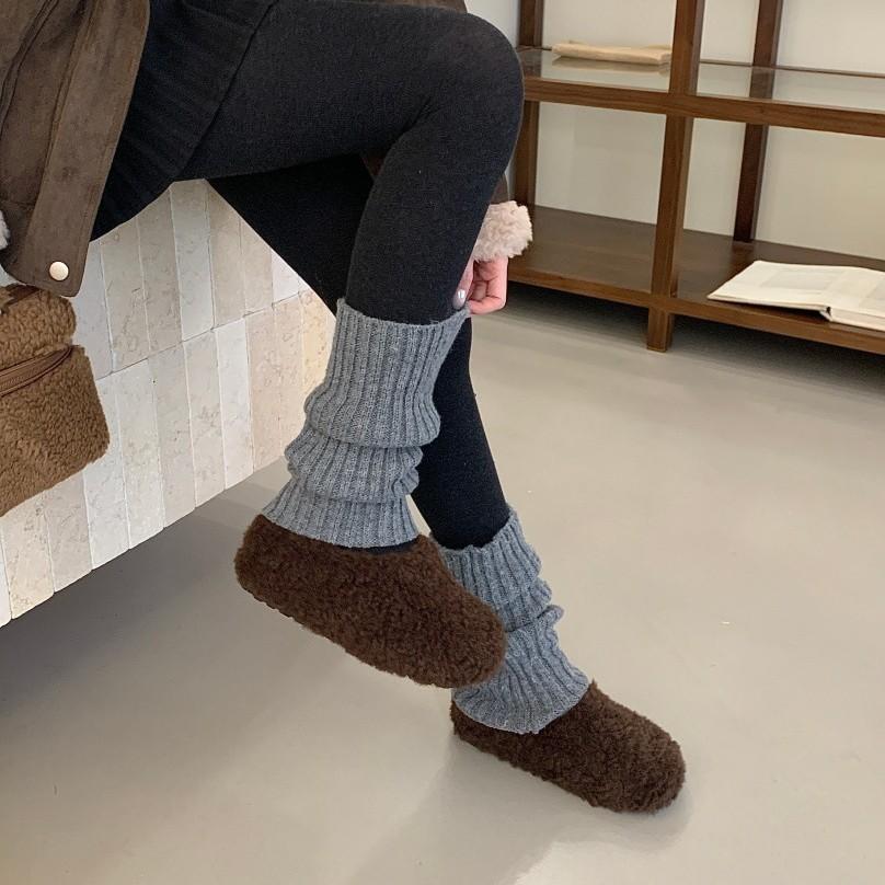 Thick-soled lamb wool slippers for women to wear in the autumn and winter of 2025, new models for lazy people, one pedal bag head and half drag