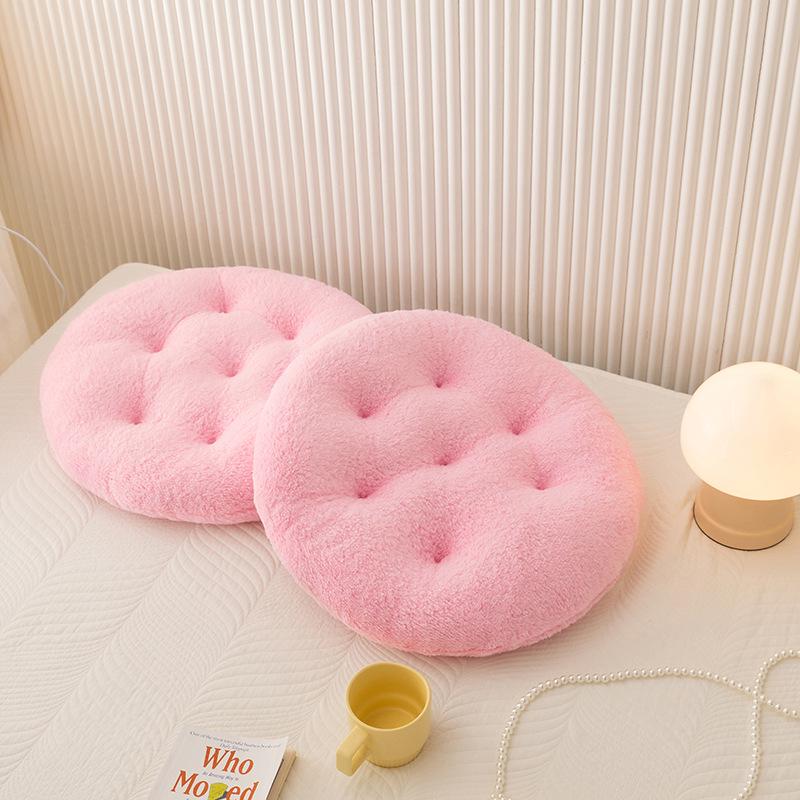 Super miękka okrągła poduszka na krzesło i podłogę z wełny jagnięcej - Pogrubiona w stylu tatami do sypialni i wykuszowego okna